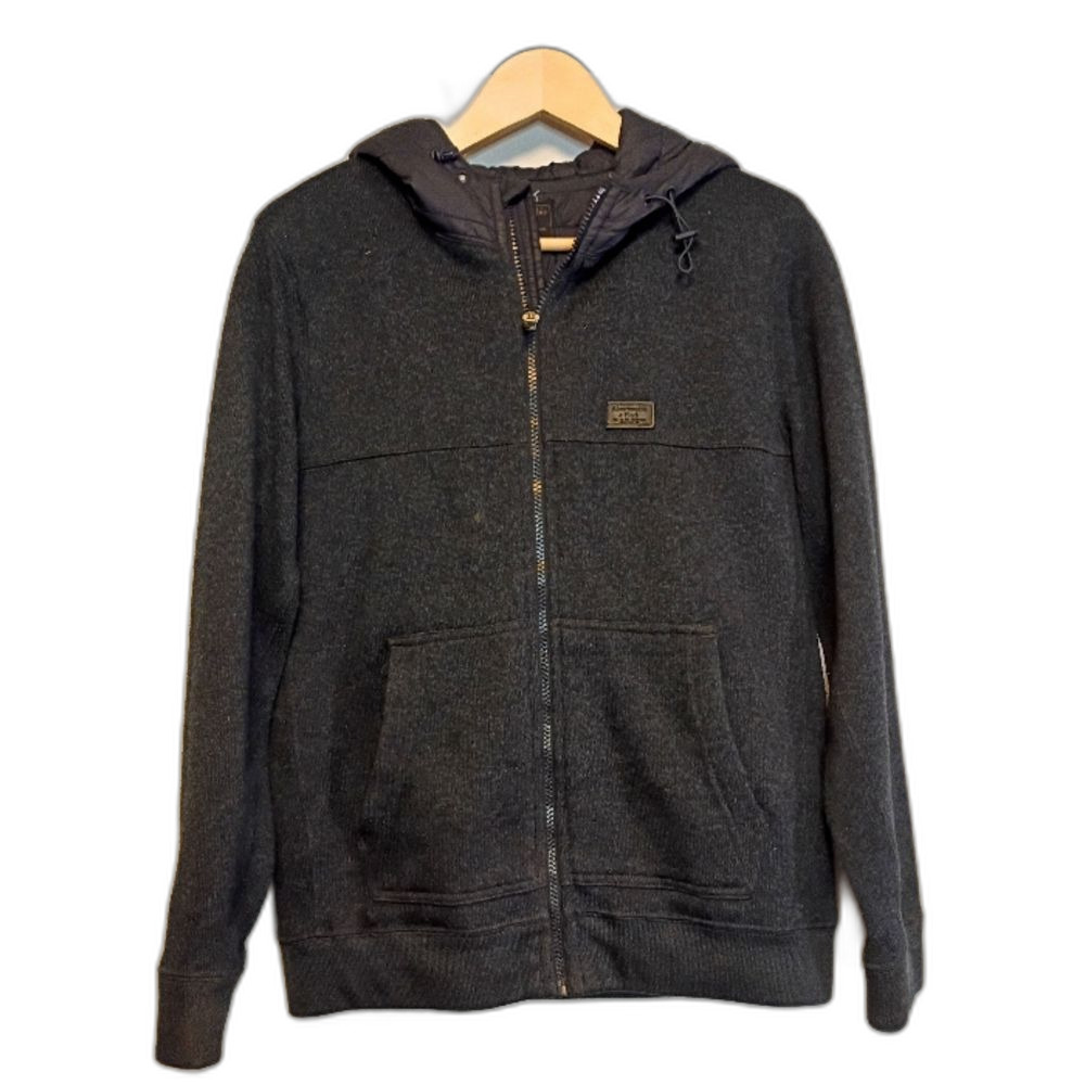Abercrombie & Fitch Charcoal Gray Hooded Quilted Hybrid Jacket Men's Small